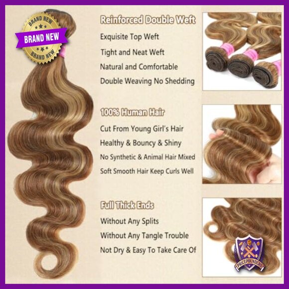 Body Wave Human Hair Extensions 24 Inch 400g Virgin Hair Double Weft